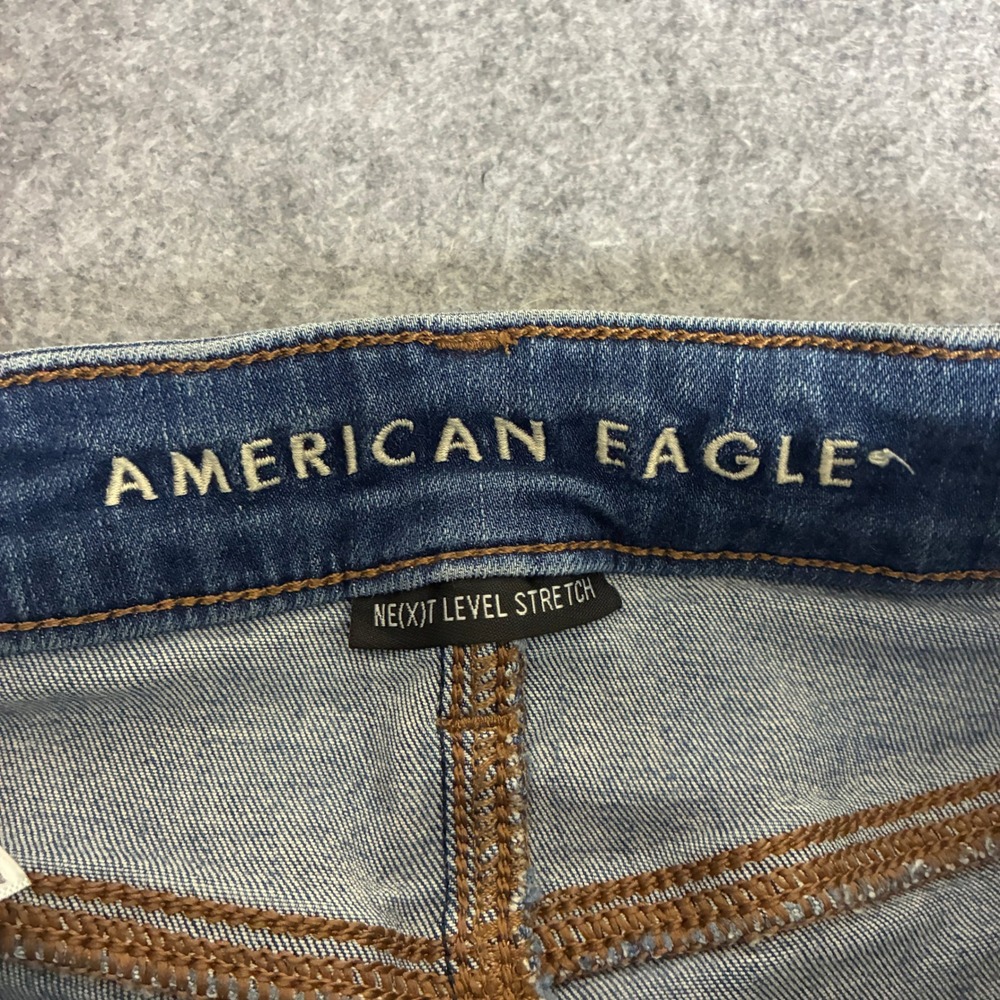 American Eagle Womens Sz 4 26x28 Next Level Stretch Distressed Skinny Jeans Blue - Picture 3 of 8